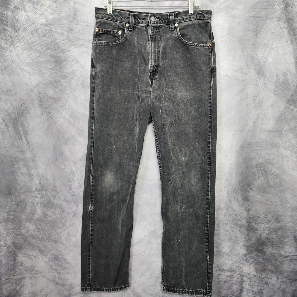 Vintage Y2K Levis 505 Faded Black Distressed Jeans 34x34 Skater Grunge Y2K